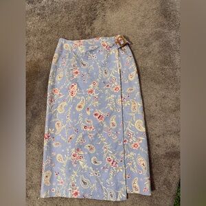 Chic Floral Pencil Skirt in Blue and Pink